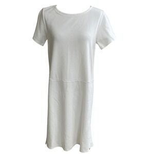 Eileen Fisher T-Shirt Dress High Low Hem Short‎ Sleeve Stretch White Size xs/tp